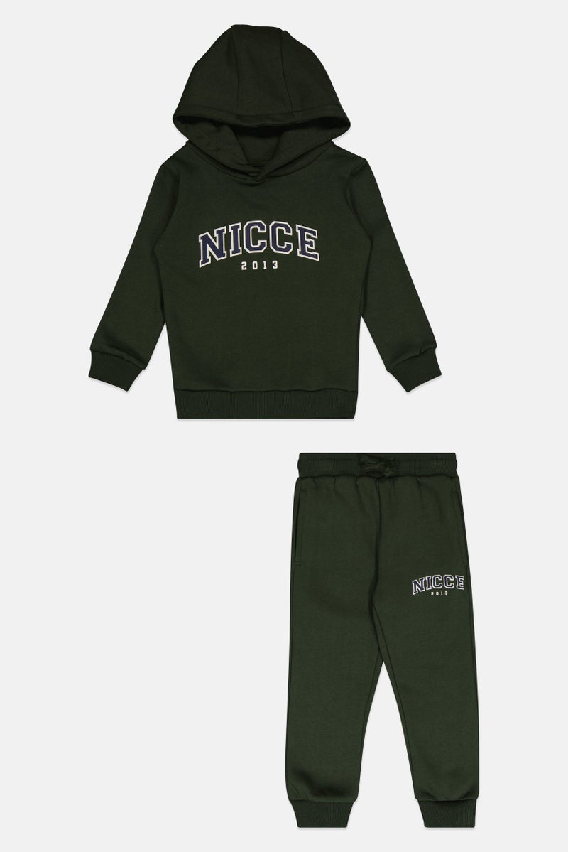 Nicce Toddlers Boy 2 Pieces Brand Logo Hoodie And Sweatpants Set, Dark Green - Image 2